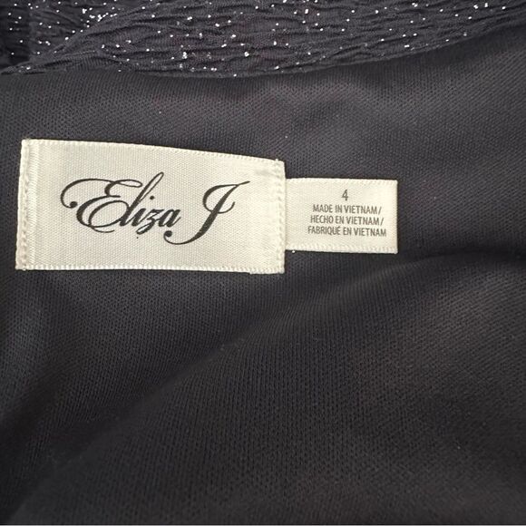 ELIZA J Off-The-Shoulder Glitter Sheath Dress Steel Gray Size  4 - Picture 10 of 12